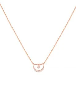 Astrid & Miyu Moon & Star Pendant Necklace In Rose Gold Sale