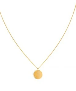 Astrid & Miyu Crystal Crescent Pendant Necklace In Gold Necklaces