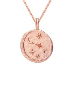 Astrid & Miyu Aries Zodiac Pendant Necklace In Rose Gold