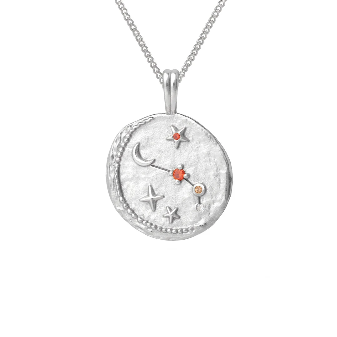 Astrid & Miyu Aries Zodiac Pendant Necklace In Silver 5 Astrid & Miyu Aries Zodiac Pendant Necklace In Silver