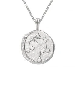 Astrid & Miyu Libra Zodiac Pendant Necklace In Silver