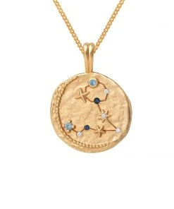 Astrid & Miyu Pisces Zodiac Pendant Necklace In Gold Zodiac Necklaces