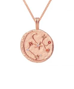 Astrid & Miyu Sagittarius Zodiac Pendant Necklace In Rose Gold Zodiac Necklaces