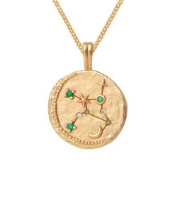 Astrid & Miyu Virgo Zodiac Pendant Necklace In Gold Zodiac Necklaces