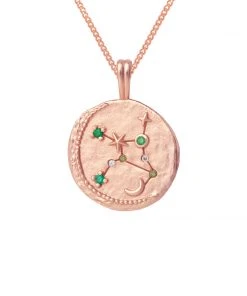 Astrid & Miyu Zodiac Necklaces Virgo Zodiac Pendant Necklace In Rose Gold