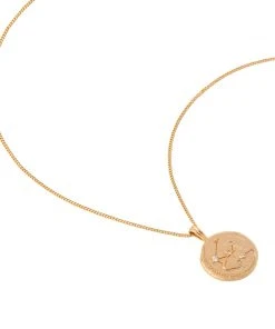 Astrid & Miyu Zodiac Necklaces Aquarius Zodiac Pendant Necklace In Gold