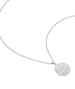 Astrid & Miyu Aquarius Zodiac Pendant Necklace In Silver Zodiac Necklaces