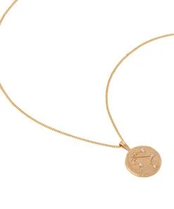 Astrid & Miyu Libra Zodiac Pendant Necklace In Gold Zodiac Necklaces
