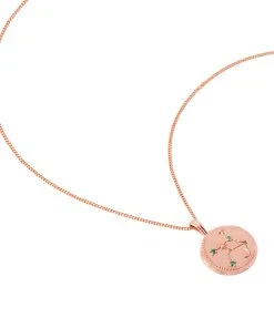 Astrid & Miyu Zodiac Necklaces Virgo Zodiac Pendant Necklace In Rose Gold