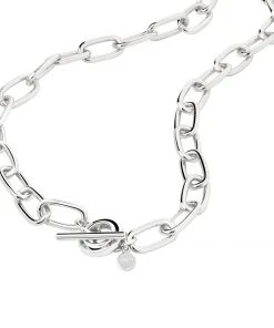 Astrid & Miyu Necklaces Ripple T-Bar Chunky Necklace In Silver