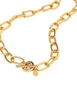 Astrid & Miyu Ripple T-Bar Chunky Necklace In Gold Necklaces