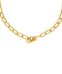 Astrid & Miyu Ripple T-Bar Chunky Necklace In Gold Necklaces