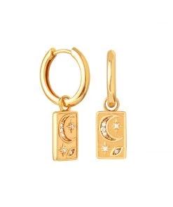 Astrid & Miyu Celestial Charm Hoops In Gold