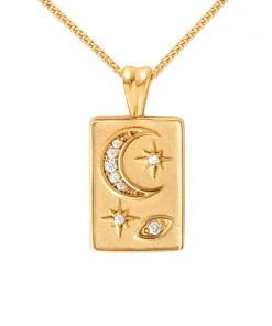 Astrid & Miyu Celestial Pendant Necklace In Gold