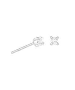 Astridandmiyu April Birthstone Stud Earrings In Silver With Clear CZ Birthstone Earrings
