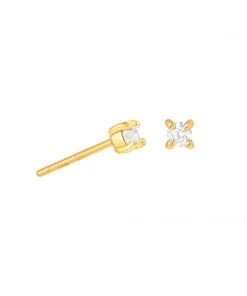 Astridandmiyu April Birthstone Stud Earrings In Gold With Clear CZ