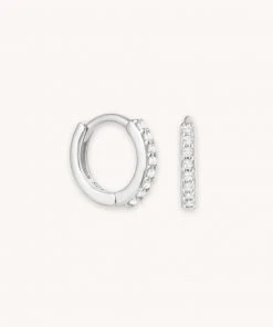 Astridandmiyu April Birthstone Huggies In Silver With Clear CZ