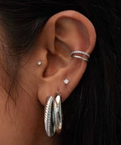 Astridandmiyu April Birthstone Stud Earrings In Silver With Clear CZ Birthstone Earrings