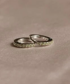 Astrid & Miyu August Birthstone Huggies In Silver With Peridot CZ
