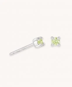Astrid & Miyu August Birthstone Stud Earrings In Silver With Peridot CZ Birthstone Earrings