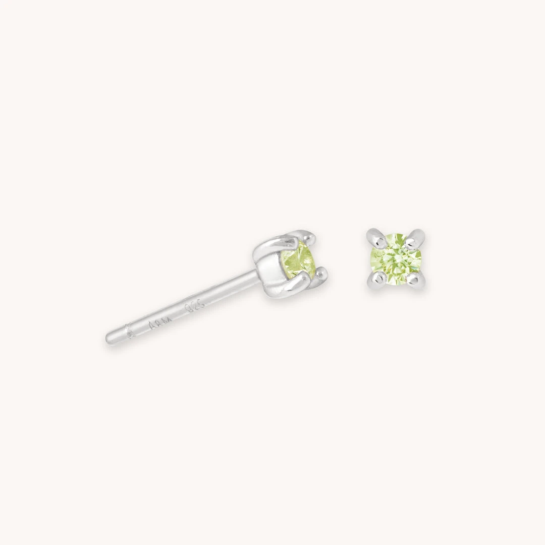 Astrid & Miyu August Birthstone Stud Earrings In Silver With Peridot CZ Birthstone Earrings 3 Astrid & Miyu August Birthstone Stud Earrings In Silver With Peridot CZ Birthstone Earrings