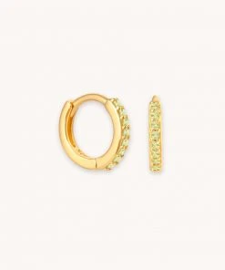 Astrid & Miyu Sales 48 Astrid & Miyu August Birthstone Huggies In Gold With Peridot CZ