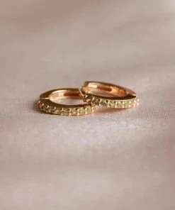 Astrid & Miyu August Birthstone Huggies In Gold With Peridot CZ