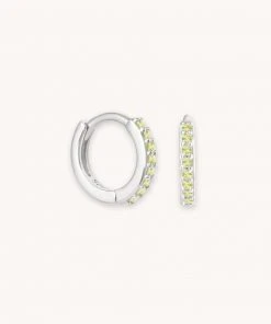 Astrid & Miyu Sales 50 Astrid & Miyu August Birthstone Huggies In Silver With Peridot CZ