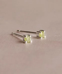 Astrid & Miyu August Birthstone Stud Earrings In Silver With Peridot CZ Birthstone Earrings 7 Astrid & Miyu August Birthstone Stud Earrings In Silver With Peridot CZ Birthstone Earrings