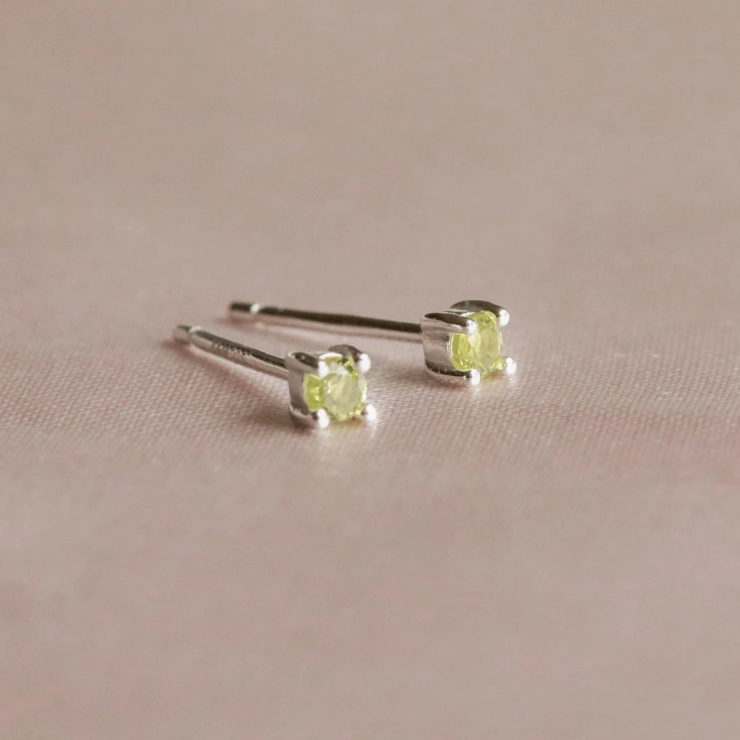 Astrid & Miyu August Birthstone Stud Earrings In Silver With Peridot CZ Birthstone Earrings 5 Astrid & Miyu August Birthstone Stud Earrings In Silver With Peridot CZ Birthstone Earrings