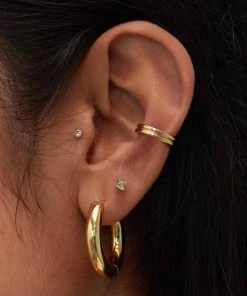 Astrid & Miyu August Birthstone Stud Earrings In Gold With Peridot CZ