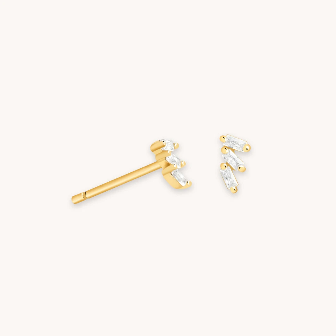 Astridandmiyu Baguette Crystal Stud Earrings In Gold 3 Astridandmiyu Baguette Crystal Stud Earrings In Gold