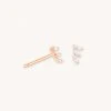 Astridandmiyu Baguette Crystal Stud Earrings In Rose Gold