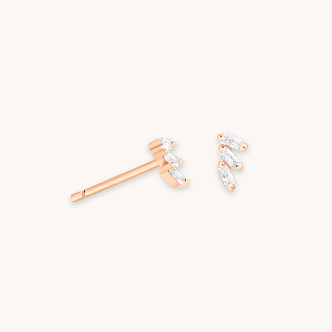 Astridandmiyu Baguette Crystal Stud Earrings In Rose Gold 3 Astridandmiyu Baguette Crystal Stud Earrings In Rose Gold