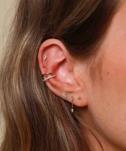 Astrid & Miyu Trinity Stud Earrings In Solid Gold