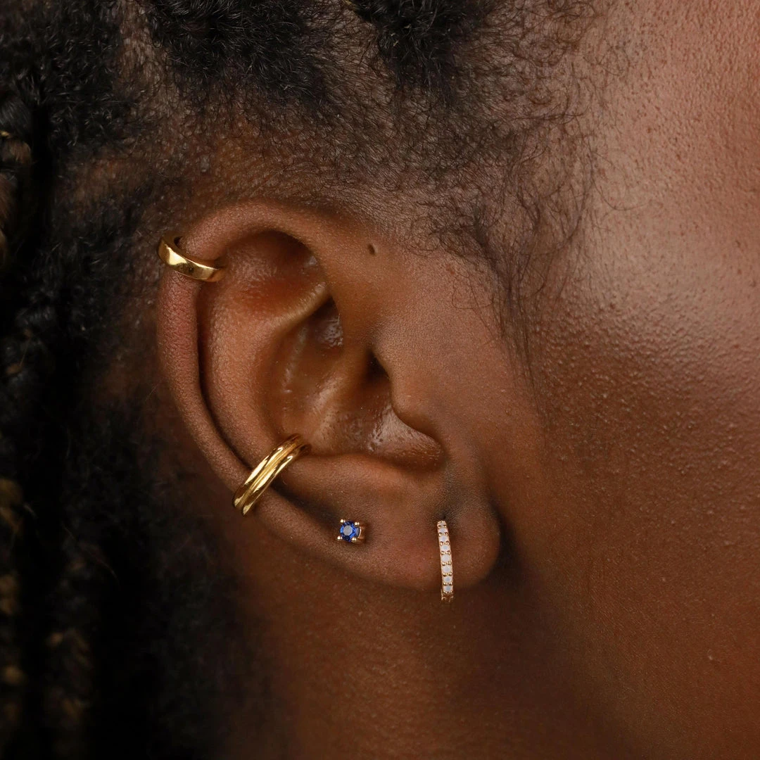 Astrid & Miyu Earrings June Birthstone Huggies In Gold With Moonstone CZ 6 Astrid & Miyu Earrings June Birthstone Huggies In Gold With Moonstone CZ