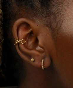 Astrid & Miyu August Birthstone Stud Earrings In Gold With Peridot CZ