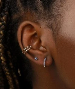 Astrid & Miyu Birthstone Earrings December Birthstone Stud Earrings In Silver With Tanzanite CZ