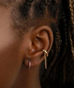 Astrid & Miyu February Birthstone Huggies In Gold With Amethyst CZ 9 Astrid & Miyu February Birthstone Huggies In Gold With Amethyst CZ