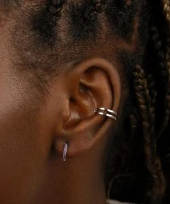 Astrid & Miyu February Birthstone Huggies In Silver With Amethyst CZ Birthstone Earrings