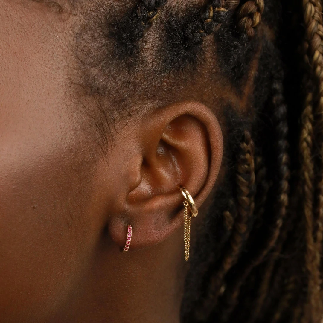 Astrid & Miyu Birthstone Earrings July Birthstone Huggies In Gold With Ruby CZ 4 Astrid & Miyu Birthstone Earrings July Birthstone Huggies In Gold With Ruby CZ