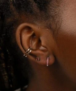 Astrid & Miyu July Birthstone Stud Earrings In Silver With Ruby CZ Birthstone Earrings