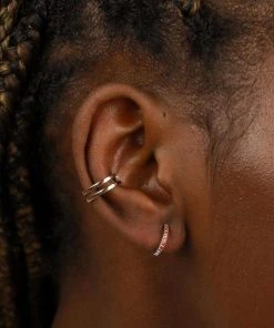 Astrid & Miyu January Birthstone Huggies In Silver With Garnet CZ