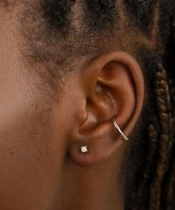 Astrid & Miyu June Birthstone Stud Earrings In Silver With Moonstone CZ