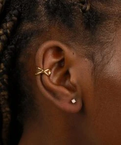 Astrid & Miyu June Birthstone Stud Earrings In Gold With Moonstone CZ