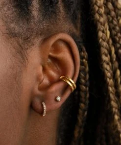 Astrid & Miyu Birthstone Earrings March Birthstone Huggies In Gold With Aquamarine CZ