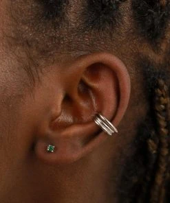 Astrid & Miyu May Birthstone Stud Earrings In Silver With Emerald CZ