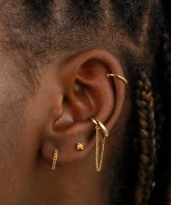 Astrid & Miyu November Birthstone Huggies In Gold With Citrine CZ