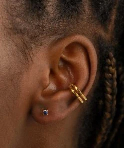 Astrid & Miyu September Birthstone Stud Earrings In Gold With Sapphire CZ Birthstone Earrings