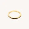 Astrid & Miyu Black Crystal Stacking Ring In Gold